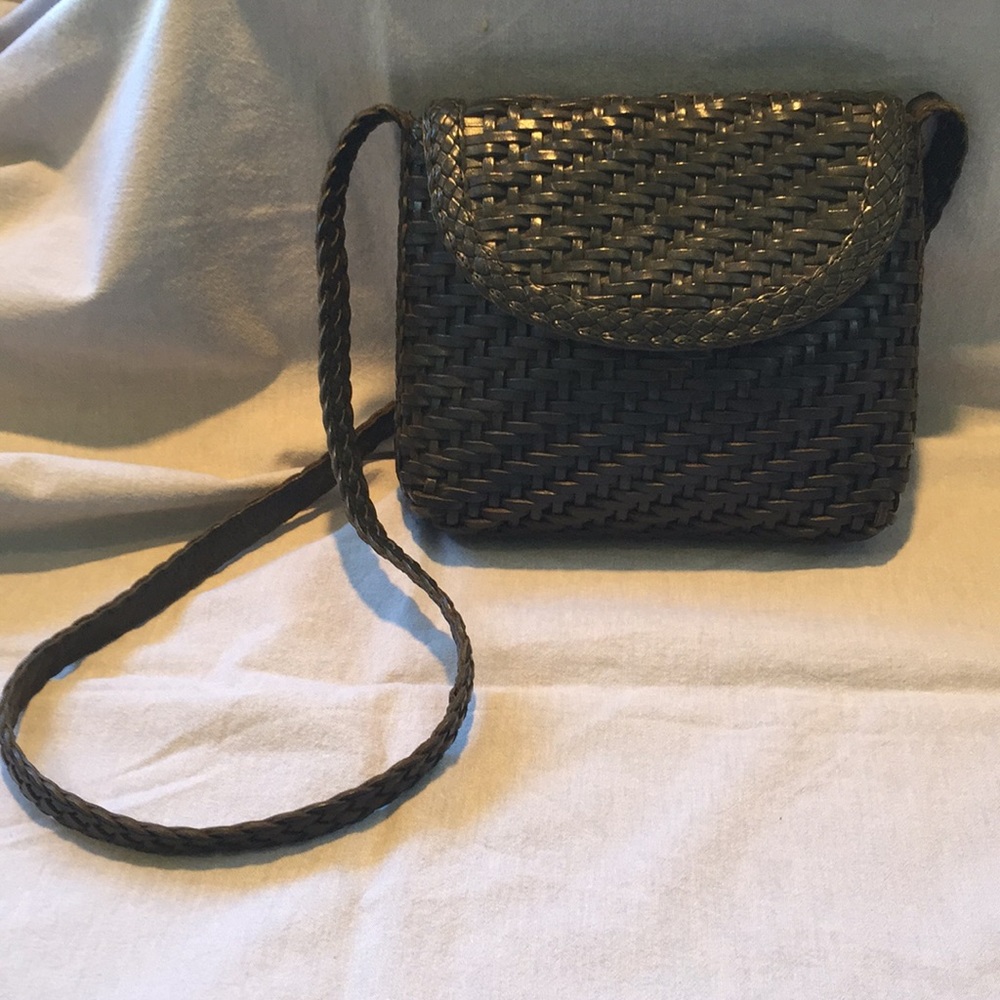 Franco Sarto Genuine Woven Leather Cross Body Bag
